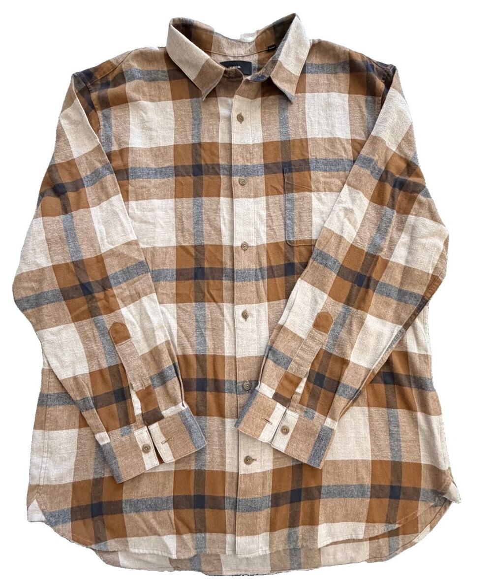 VINCE Men's Yorkshirt Plaid Button Down Lightweight Flannel Shirt XL Preppy